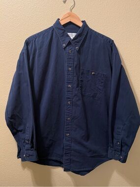 Men’s Large Vintage Great Lakes Recreation Navy Blue Button Down Shirt